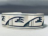 Long Wave Vintage Native American Hopi Hand Carved Sterling Silver Bracelet Cuff-Nativo Arts