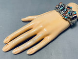 Mind Boggling Vintage Native American Zuni Turquoise Inlay Sterling Silver Bracelet-Nativo Arts