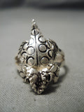 Amazing Hand Carved Navajo Horny Toad Sterling Silver Native American Ring-Nativo Arts