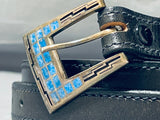 The Best Vintage Native American Navajo Denim Lapis Sterling Silver Ranger Buckle Belt Set-Nativo Arts