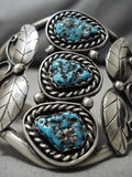 Museum Quality!! Vintage Native American Navajo High Grade Turquoise Sterling Silver Bracelet-Nativo Arts