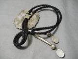 Huge Detailed Military Turquoise Sterling Silver Vintage Native American Navajo Bolo Tie-Nativo Arts
