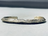 Impressive Vintage Native American Navajo Sterling Silver Handstamped Solid Bracelet-Nativo Arts