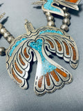 Rare Singer Vintage Native American Navajo Turquoise Sterling Silver Squash Blossom Necklace-Nativo Arts