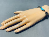 Fantastic Vintage Native American Navajo Kingman Turquoise Sterling Silver Link Bracelet-Nativo Arts
