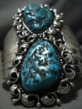 Towering Vintage Native American Navajo Turquoise Sterling Silver Bracelet Old Cuff-Nativo Arts