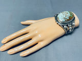 Native American Importanmt Green Deposit #8 Turquoise Verdy Jake Sterling Silver Bracelet-Nativo Arts