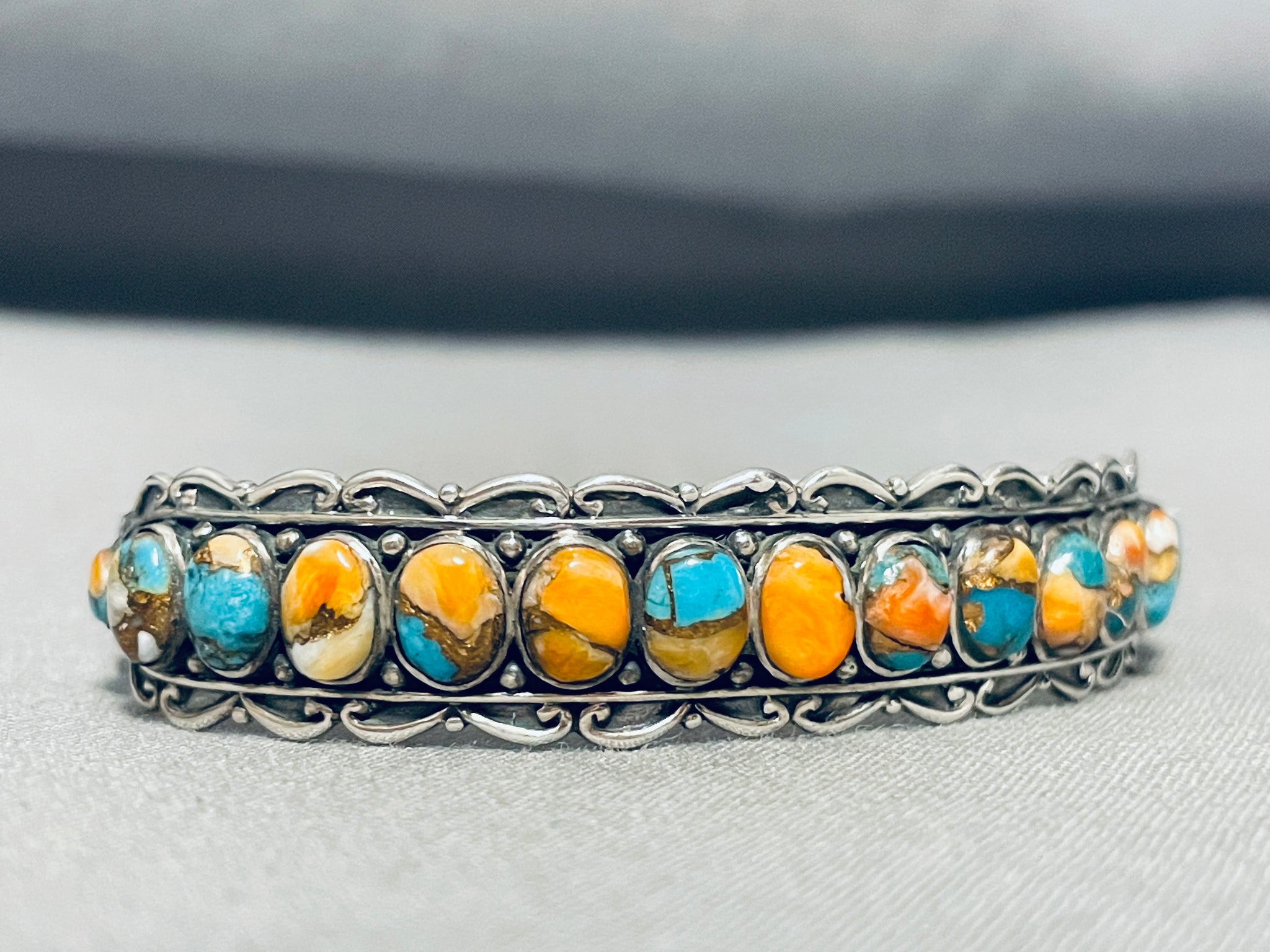 Very Unique Domed Turquoise Sterling Silver Southwest Bracelet – Nativo ...