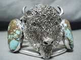 Heavy San Felipe 8 Turquoise Sterling Silver Buffalo Bracelet-Nativo Arts