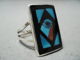 Astounding Zuni Turquoise Sterling Silver Ring Native American-Nativo Arts