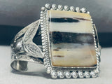 One Of The Most Unique Vintage Native American Navajo Petrified Wood Sterling Silver Bracelet-Nativo Arts