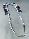 Native American One Of The Most Unique Santo Domingo Turquoise Shell Sterling Silver Necklace-Nativo Arts