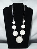 Immense Navajo Native American Sterling Silver Coin Necklace-Nativo Arts