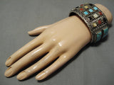 Important Vintage Native American Zuni Michael Lasiloo Turquoise Inlay Sterling Silver Bracelet-Nativo Arts