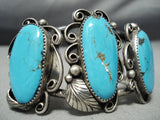 Majestic Vintage Native American Navajo Blue Diamond Turquoise Sterling Silver Bracelet-Nativo Arts