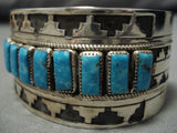 Magnificent Vintage Native American Navajo Turquoise Sterling Silver Bracelet Old-Nativo Arts