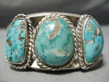 Outstanding Vintage Native American Navajo Pilot Mountain Turquoise Sterling Silver Bracelet-Nativo Arts