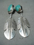 Magnificent Navajo Royston Turquoise Sterling Silver Earrings Native American-Nativo Arts
