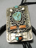 Native American Tremendous Vintage Zuni Turquoise Sterling Silver Bolo Old-Nativo Arts