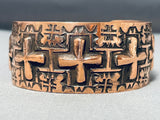 Heavy Hand Detailed Native American Navajo Copper Wide Heavy Bracelet-Nativo Arts