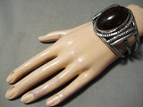 Heavy Heavy Vintage Native American Navajo Amber Sterling Silver Bracelet Cuff Old-Nativo Arts