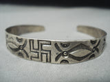 Early 1900's Vintage Native American Navajo Whirling Logs Sterling Silver Bracelet-Nativo Arts