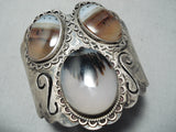 One Of Biggest Vintage Native American Navajo Agate Sterling Silver Bracelet Old-Nativo Arts