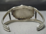 Very Rare Vintage Native American Navajo Basalt Turquoise Sterling Silver Bracelet Old-Nativo Arts