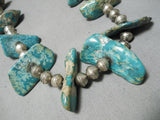 One Of The Best Vintage Native American Navajo Turquoise Tab Sterling Silver Necklace Old-Nativo Arts