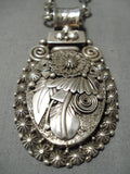 Heavy Sturdy Thick Vintage Native American Navajo Sterling Silver Leaf Necklace-Nativo Arts