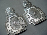 Exquisite Navajo Sterling Silver Huge Cross Earrings Native American-Nativo Arts