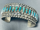 Tommy Lowe Amazing Vintage Native American Navajo Kingman Turquoise Sterling Silver Bracelet-Nativo Arts