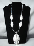 Tremendous Navajo Sterling Silver Feather Necklace Native American-Nativo Arts