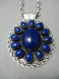 Important Vintage Native American Navajo Martinez Family Lapis Sterling Silver Necklace-Nativo Arts