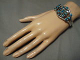 Collector Vintage Native American Navajo Bisbee Turquoise Sterling Silver Bracelet Old-Nativo Arts