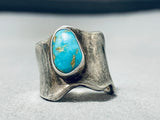 Native American Fascinating Vintage Kingman Turquoise Sterling Silver Ring-Nativo Arts
