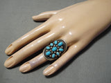 Huge Vintage Navajo Turquoise Sun Sterling Silver Native American Ring-Nativo Arts