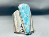 Amazing Native American Navajo Old Kingman Turquoise Sterling Silver Ring-Nativo Arts