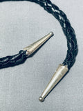 One Of The Biggest Best Vintage Native American Navajo Bisbee Turquoise Sterling Silver Bolo Tie-Nativo Arts