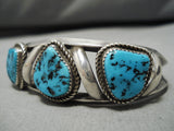 Amazing Vintage Native American Navajo Old Kingman Turquoise Sterling Silver Bracelet-Nativo Arts