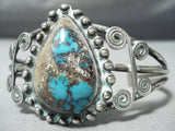 Best Early Bisbee Turquoise Vintage Native American Navajo Sterling Silver Bracelet Cuff-Nativo Arts