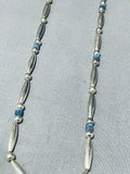 Rare Vintage Native American Navajo Lapis Tubule Sterling Silver Necklace-Nativo Arts