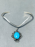Marvelous Vintage Native American Navajo Blue Gem Turquoise Sterling Silver Bracelet-Nativo Arts