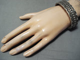 Heavy Signed Vintage Navajo Native American Sterling Silver Bracelet-Nativo Arts