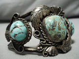 Native American Early 1900's Vintage Navajo Royston Turquoise Sterling Silver Bracelet Old-Nativo Arts