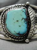 Very Rare Vintage Native American Navajo Aqua Blue Turquoise Sterling Silver Bracelet Old-Nativo Arts