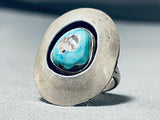 Old Vintage Native American Navajo Shadowbox Sterling Silver Turquoise Ring-Nativo Arts