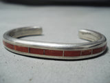Dramatic Zuni Coral Sterling Silver Bracelet Native American-Nativo Arts