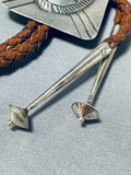 Native American One Of The Most Detailed Vintage Navajo Sterling Silver Bolo Tie-Nativo Arts