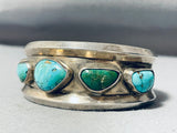 Cerrillos Turquoise Vintage Native American Navajo Blue Gem Sterling Silver Bracelet-Nativo Arts